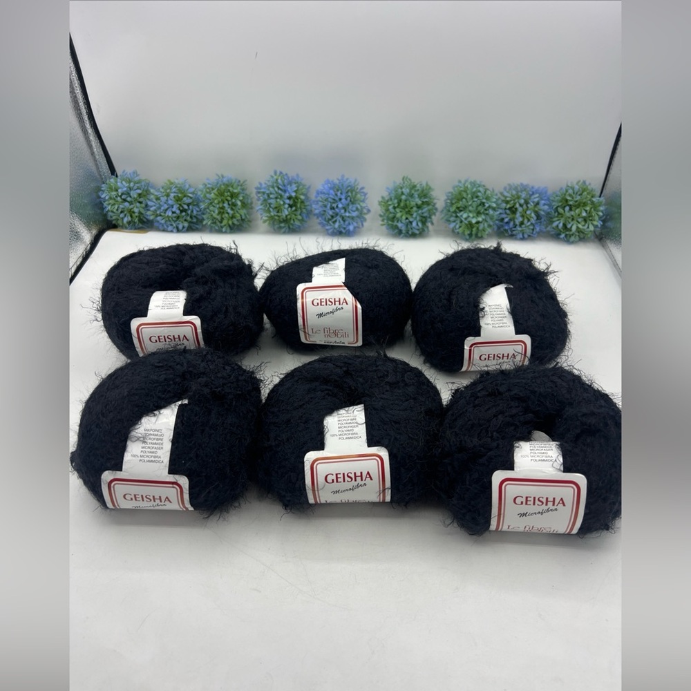 6 PCs Le Fibre Nobili Cervinia Yarn Geisha Deep Plum 50g 70m Color # 1960 Black